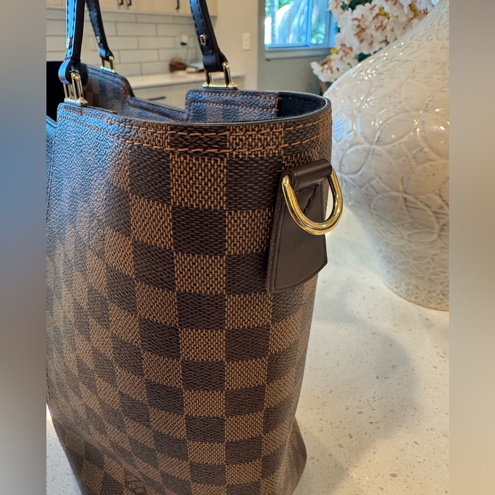 Louis Vuitton Damier Ebene Jersey Tote w pink strap - Picture 5 of 12